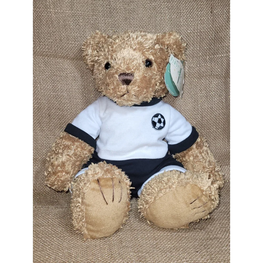 Vintage First & Main Soccer Uniform Teddy Bear Curly Hand Crafted With Tags 2002